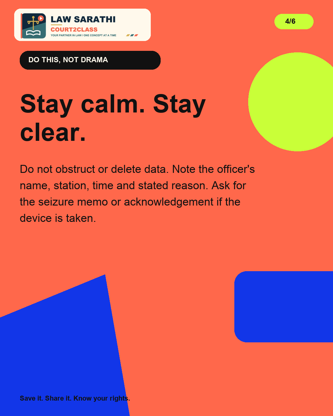 Law Drop slide: Stay calm, stay clear